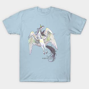 Unicorn Horses Pony Equine Equestrian Wings Winged Flying Yin Yang T-Shirt